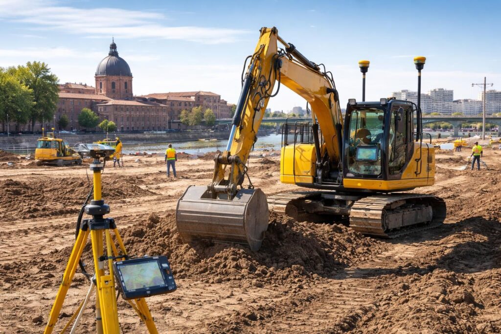Logiciels de terrassement avec Trimble Earthworks, Topcon 3D-MC2 et Leica iCON pour chantiers Toulouse