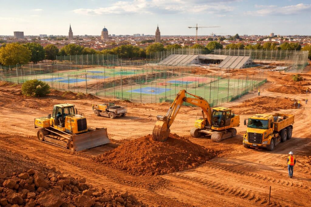 Terrassement pour terrains de sport à Toulouse avec construction courts de tennis et stades
