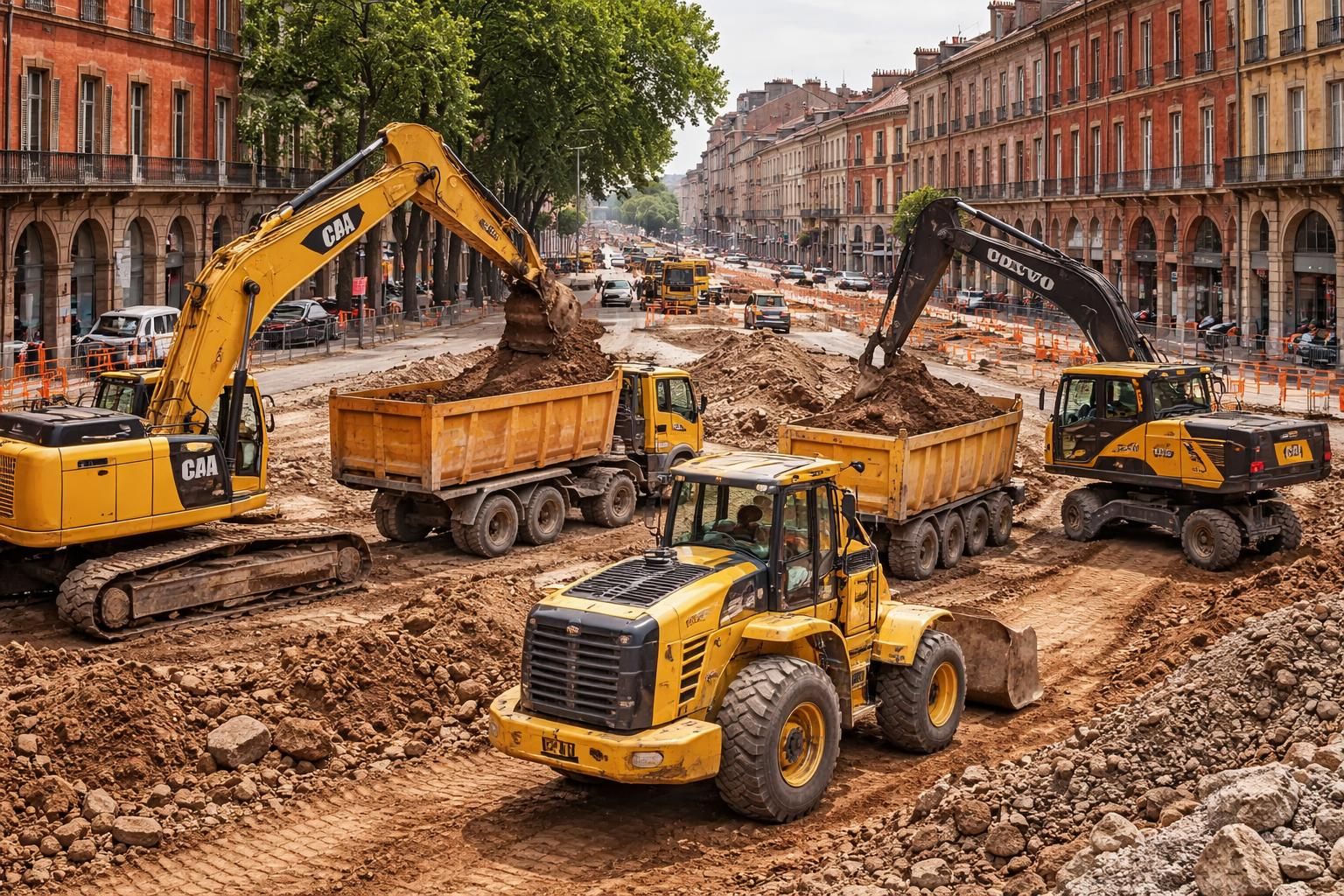 découvrez nos travaux de terrassement à toulouse avec des engins de chantier caterpillar et volvo ce pour garantir efficacité et qualité.