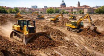 Travaux de terrassement à Toulouse avec Caterpillar et engins de chantier Volvo CE