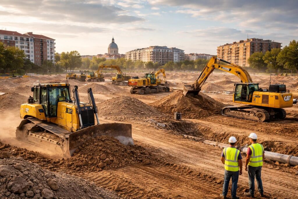 Travaux terrassement pour professionnels Toulouse avec engins Caterpillar et VRD